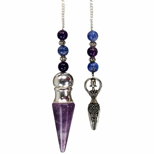 Chambered Amethyst Pendulum With Goddess 1 Chambered Amethyst Pendulum With Goddess