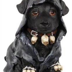 Goth Witch Dog Statue