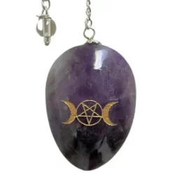 Pendulum Engraved Amethyst With Triple Moon