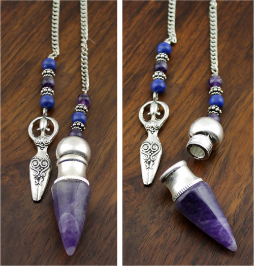 Chambered Amethyst Pendulum With Goddess 2 Chambered Amethyst Pendulum With Goddess - Image 2